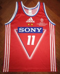 Olimpia Milano SONY 1998 – 1999 home jersey