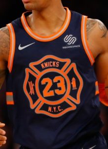 New York Knicks 2017 -18 firefighters city jersey