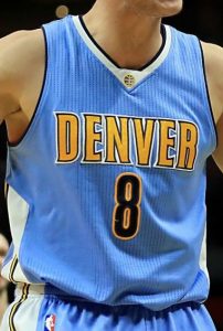 Denver Nuggets 2016 -17 road jersey