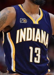 Indiana Pacers 2016 -17 away jersey